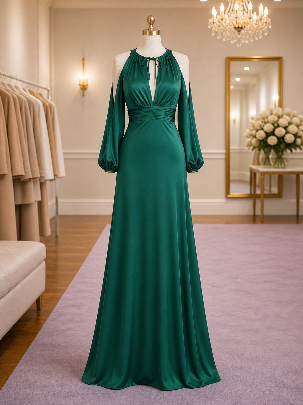 Mac Duggal 55397 Emerald Green Shoulder Formal Gown Maxi Dress 4 NWT MSRP $398